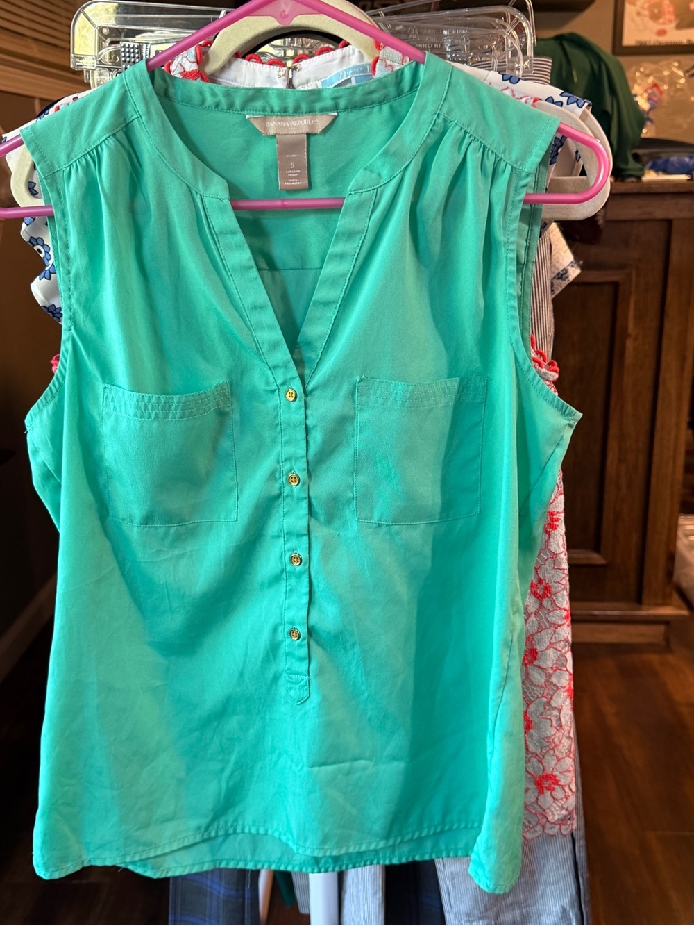 Banana Republic Girls' Turquoise Sleeveless Button-Front Tank
